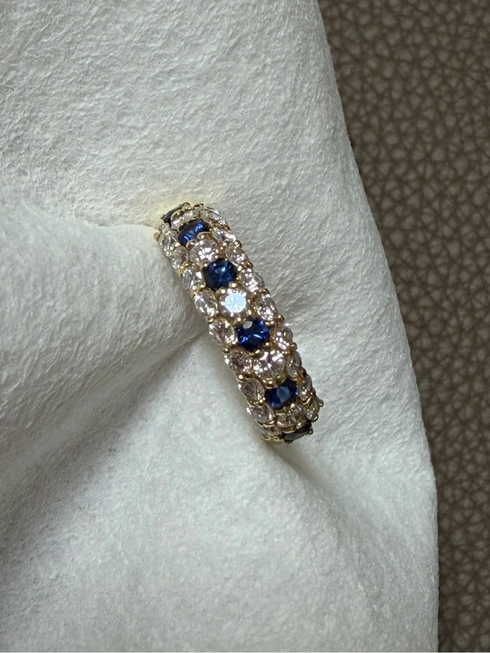 Vintage 18k Diamond and Sapphire Band Ring